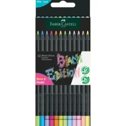 Faber-Castell Black Edition Colour Pencils - Set of 12 Neon and Pastel Colours - Little Painter Art | Exploring the Endless Possibilities of Art| Pigment