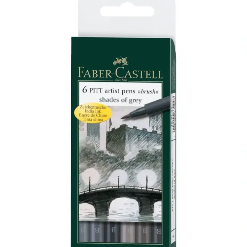 Pigment^Faber-Castell Fine Pitt Brush Pens - Shades of Grey - Set of 6 - Little Painter Art | Exploring the Endless Possibilities of Art