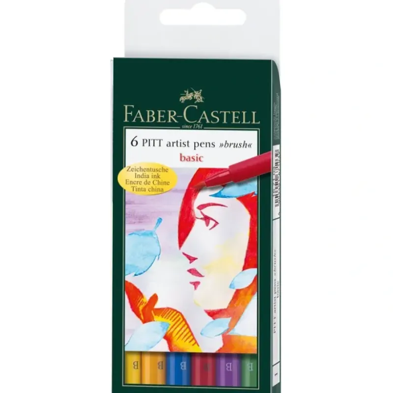 Pigment^Faber-Castell Fine Pitt Brush Pens - Basic - Set of 6 - Little Painter Art | Exploring the Endless Possibilities of Art