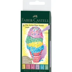 Pigment^Faber-Castell Fine Pitt Brush Pens - Pastel - Set of 6 - Little Painter Art | Exploring the Endless Possibilities of Art