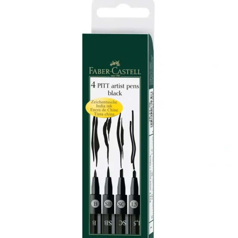 Brush^Faber-Castell Fine Pitt Brush Pens - Black Set 2 - Set of 4 - Little Painter Art | Exploring the Endless Possibilities of Art