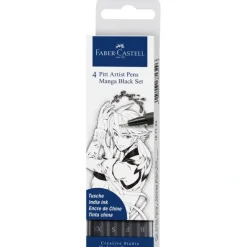 Brush^Faber-Castell Fine Pitt Brush Pen - Manga Black - Set of 4 - Little Painter Art | Exploring the Endless Possibilities of Art