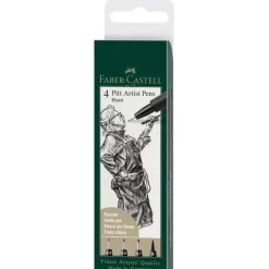 Brush^Faber-Castell Fine Pitt Brush Pens - Black Set 1 - Set of 4 - Little Painter Art | Exploring the Endless Possibilities of Art