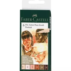 Pigment^Faber-Castell Pitt Artist Pen Set 6pk Brush Portrait - Little Painter Art | Exploring the Endless Possibilities of Art