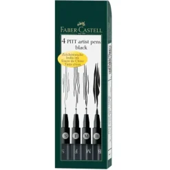 Pigment^Faber-Castell Pitt Artist Pen Set 4pk Assorted Black - Little Painter Art | Exploring the Endless Possibilities of Art