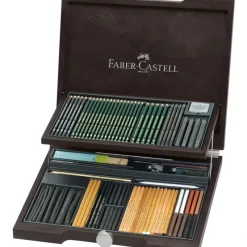 Brush^Faber-Castell Pitt Monochrome Wooden Case - 85 Pieces - Little Painter Art | Exploring the Endless Possibilities of Art