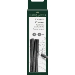 Shop All^Faber-Castell Pitt Natural Charcoal Sticks Pack of 6 (6-11 mm) - Little Painter Art | Exploring the Endless Possibilities of Art