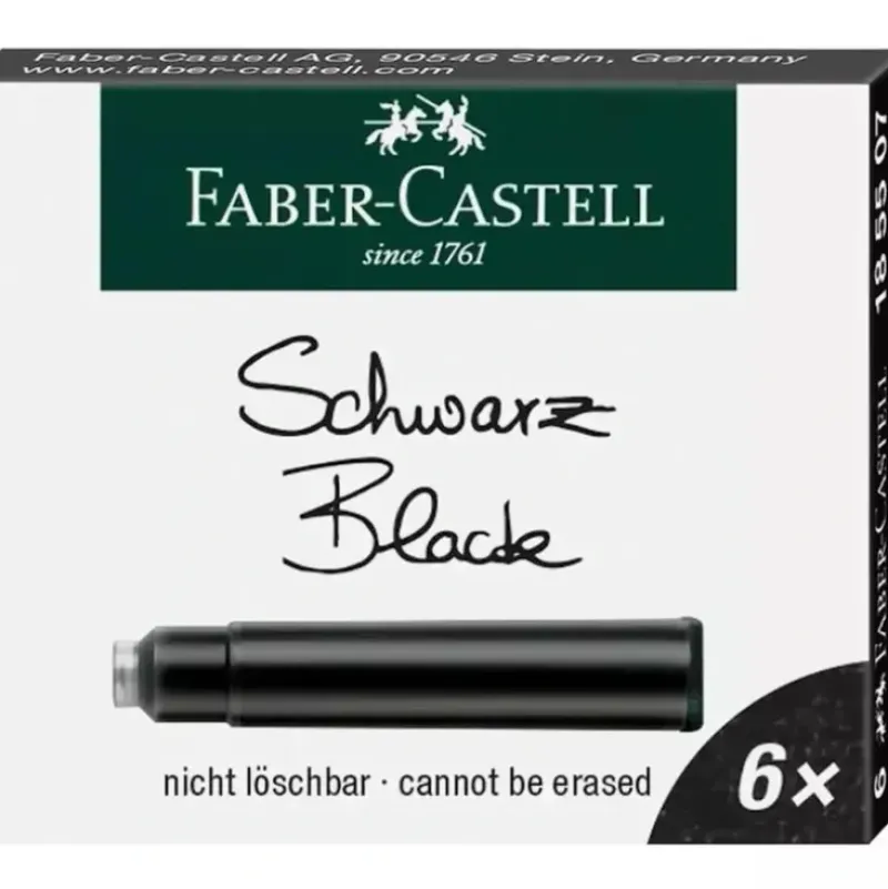 Faber-Castell Standard Ink Cartridges 6pk Black - Little Painter Art | Exploring the Endless Possibilities of Art| Hot