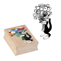 Shop All^Fridolin Wooden Rubber Art Stamp - Wachtmeister, Cat with Flowers - Little Painter Art | Exploring the Endless Possibilities of Art