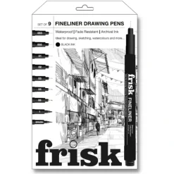 Brush^Frisk Fineliner Drawing Pens - Black Ink - Set of 9 - Little Painter Art | Exploring the Endless Possibilities of Art