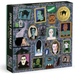 Shop All^Galison 500pc Foil Puzzle - Spooky Portraits - Little Painter Art | Exploring the Endless Possibilities of Art