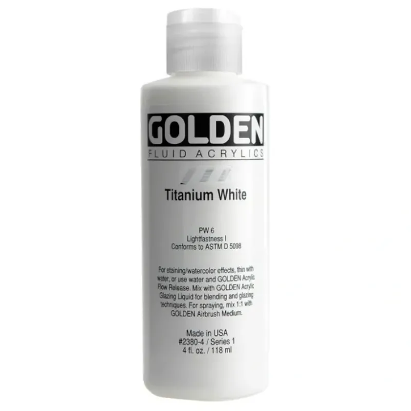 Hot^Golden Fluid Acrylic Paint 4oz Titanium White - Little Painter Art | Exploring the Endless Possibilities of Art