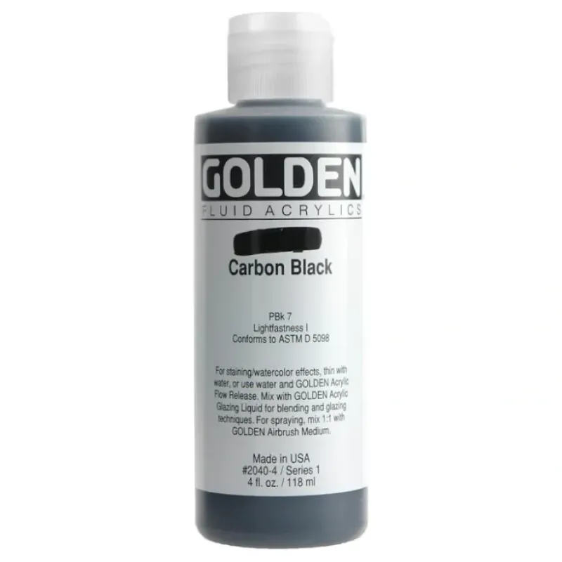 Hot^Golden Fluid Acrylic Paint 4oz Carbon Black - Little Painter Art | Exploring the Endless Possibilities of Art