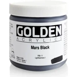 Pigment^Golden Heavy Body Acrylic Paint 16oz Mars Black - Little Painter Art | Exploring the Endless Possibilities of Art