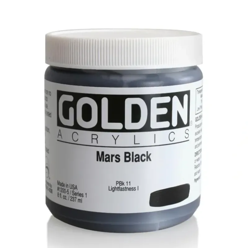 Pigment^Golden Heavy Body Acrylic Paint 8oz Mars Black - Little Painter Art | Exploring the Endless Possibilities of Art