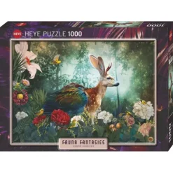 Hot^Heye 1000pc Puzzle - Fauna Fantasies Jackalope - Little Painter Art | Exploring the Endless Possibilities of Art