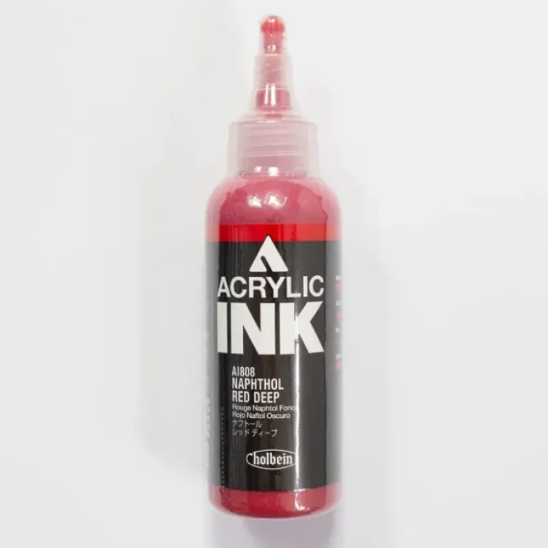 Canvas^Holbein Acrylic Ink AI808 Naphthol Red Deep B 100ml - Little Painter Art | Exploring the Endless Possibilities of Art