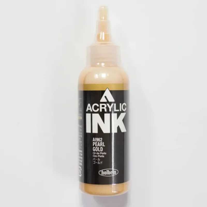 Canvas^Holbein Acrylic Ink AI962 Pearl Gold D 100ml - Little Painter Art | Exploring the Endless Possibilities of Art