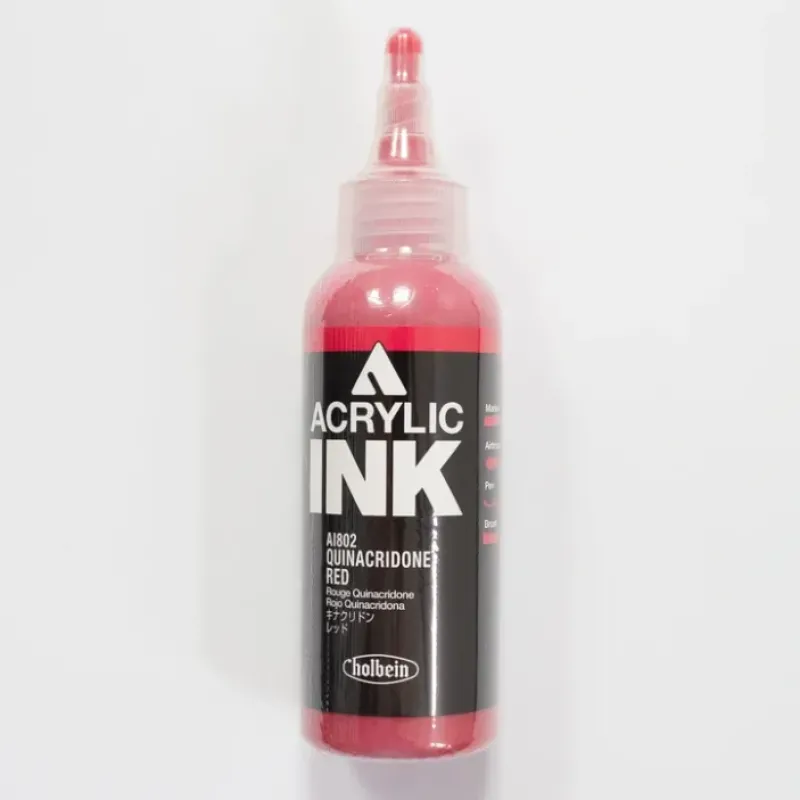 Canvas^Holbein Acrylic Ink AI802 Quina. Red D 100ml - Little Painter Art | Exploring the Endless Possibilities of Art