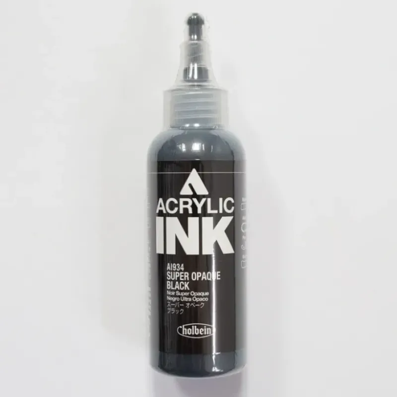 Canvas^Holbein Acrylic Ink AI934 Super Opaque Black C 100ml - Little Painter Art | Exploring the Endless Possibilities of Art