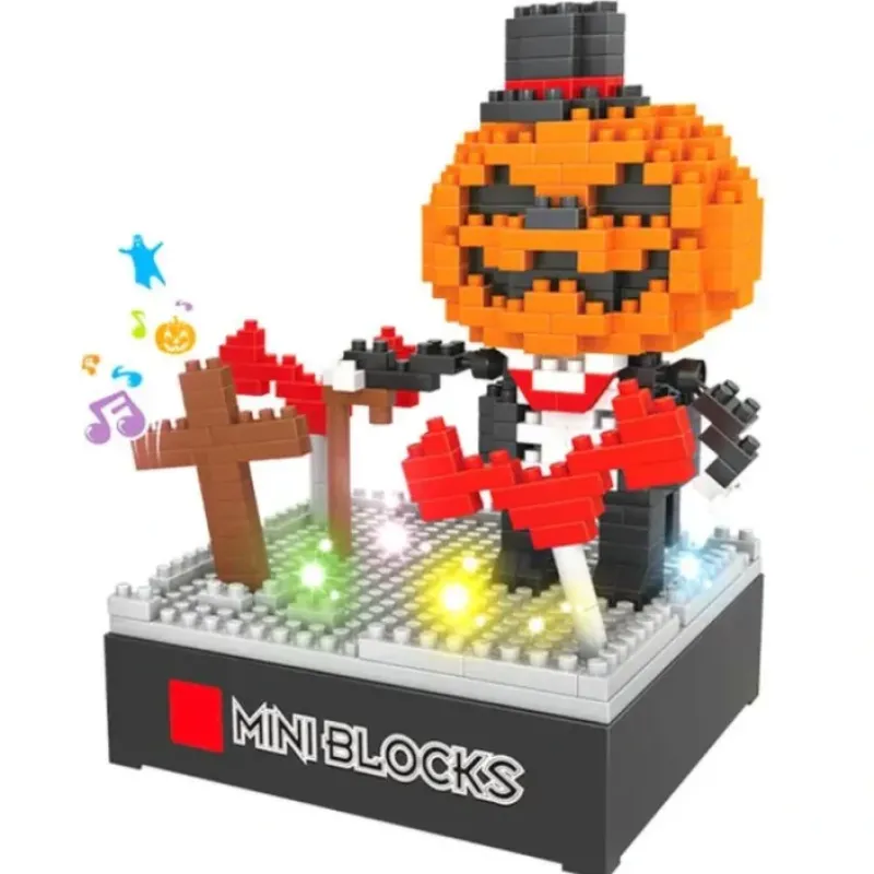 Hot^Hoot Halloween Mini Blocks Model Kit with Light & Sound - Pumpkin Man - Little Painter Art | Exploring the Endless Possibilities of Art