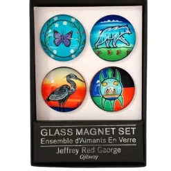 Shop All^Indigenous Collection Glass Magnet Set of 4 - Jeffrey Red George - Little Painter Art | Exploring the Endless Possibilities of Art