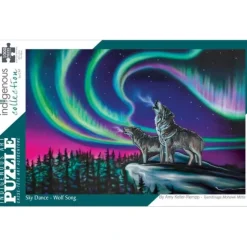 Hot^Indigenous Collection 1000pc Puzzle - Keller-Rempp: Sky Dance Wolf Song - Little Painter Art | Exploring the Endless Possibilities of Art