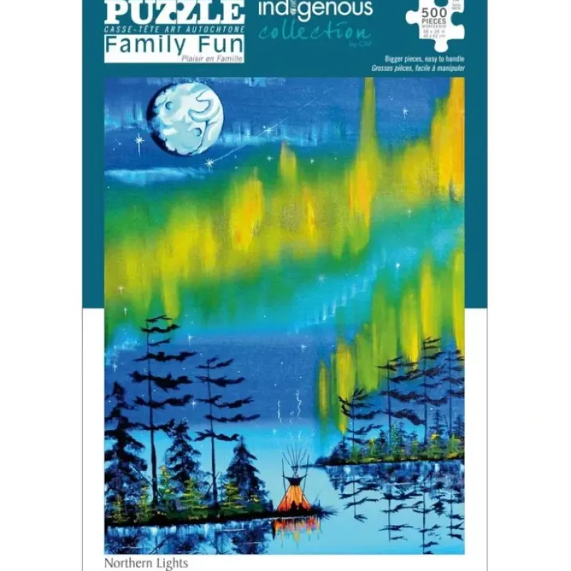 Hot^Indigenous Collection 500pc Family Puzzle - William Monague: Northern Lights - Little Painter Art | Exploring the Endless Possibilities of Art
