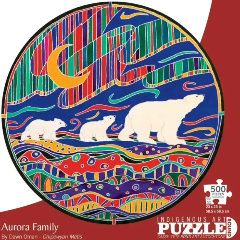 Hot^Indigenous Collection 500pc Round Puzzle - Dawn Oman: Aurora Family - Little Painter Art | Exploring the Endless Possibilities of Art