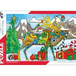 Hot^Indigenous Collection 1000pc Puzzle - Sue Coccia: Holiday Reindeer - Little Painter Art | Exploring the Endless Possibilities of Art