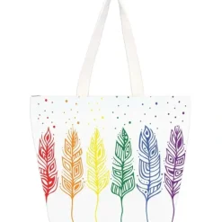 Shop All^Indigenous Collection Tote Bag - Patrick Hunter: Pride Feathers - Little Painter Art | Exploring the Endless Possibilities of Art