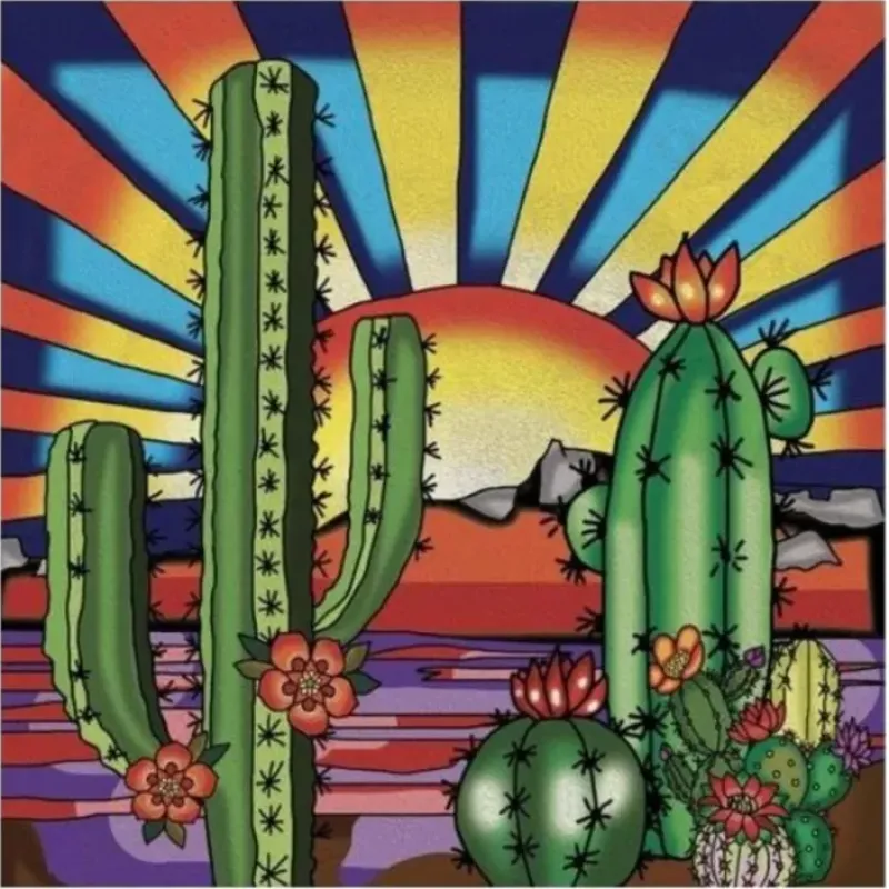 Canvas^Jacarou Cactus Sun Diamond Painting Kit 11"x11" - Little Painter Art | Exploring the Endless Possibilities of Art