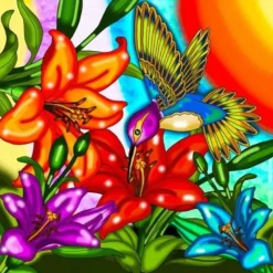 Canvas^Jacarou Hummingbird Diamond Painting Kit 12"x12" - Little Painter Art | Exploring the Endless Possibilities of Art