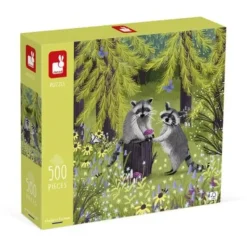 Hot^Janod 500pc Puzzle - Raccoon Bandits - Little Painter Art | Exploring the Endless Possibilities of Art