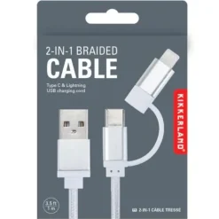 Shop All^Kikkerland 2-in-1 Braided USB-C & Lightning Cable, White - Little Painter Art | Exploring the Endless Possibilities of Art