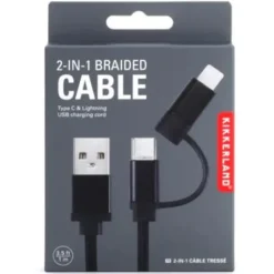 Shop All^Kikkerland 2-in-1 Braided USB-C & Lightning Cable, Black - Little Painter Art | Exploring the Endless Possibilities of Art