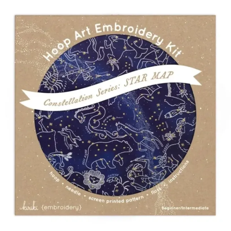 Shop All^Kiriki Press 11" Hoop Art Embroidery Kit - Star Map - Little Painter Art | Exploring the Endless Possibilities of Art