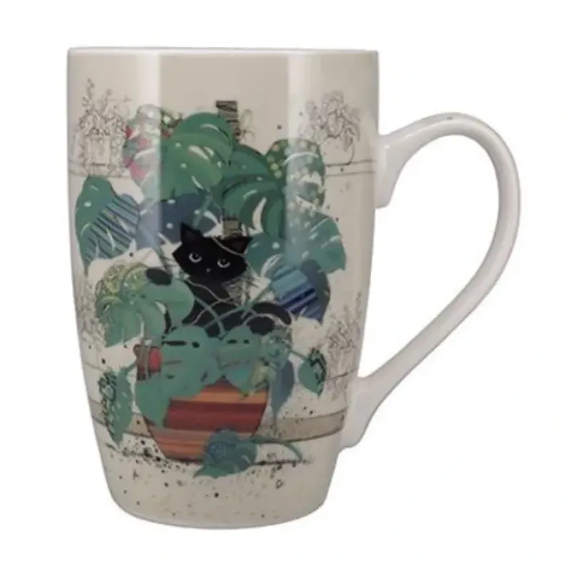 Shop All^Kiub Porcelain Mug - Cat & Monstera - Little Painter Art | Exploring the Endless Possibilities of Art