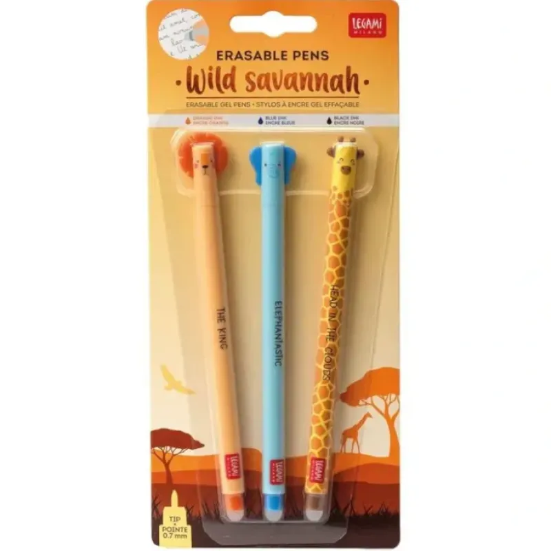 Shop All^Legami Erasable Gel Pens 3pk - Wild Savannah - Little Painter Art | Exploring the Endless Possibilities of Art