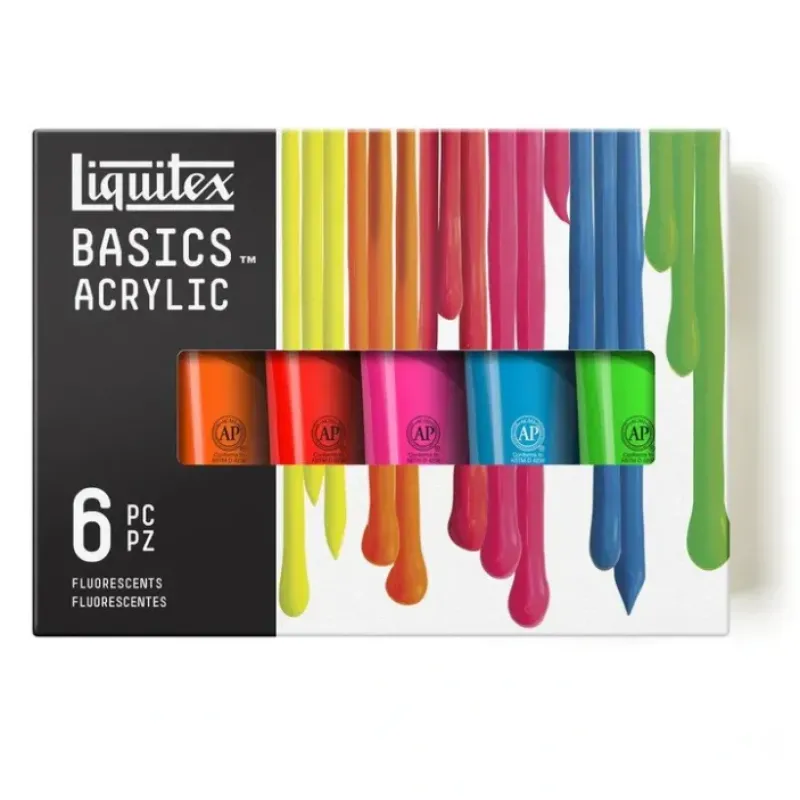 Pigment^Liquitex Basics Acrylic Colour Fluorescent Set 6x118ml - Little Painter Art | Exploring the Endless Possibilities of Art