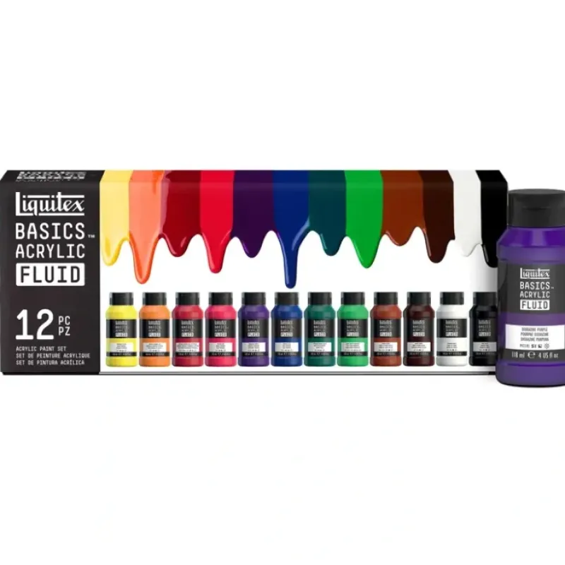 Pigment^Liquitex Basics Acrylic Fluid - 118ml - Set of 12 Assorted Colours - Little Painter Art | Exploring the Endless Possibilities of Art