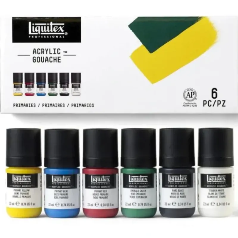 Pigment^Liquitex Professional Acrylic Gouache Primary Set 6 x 22ml - Little Painter Art | Exploring the Endless Possibilities of Art