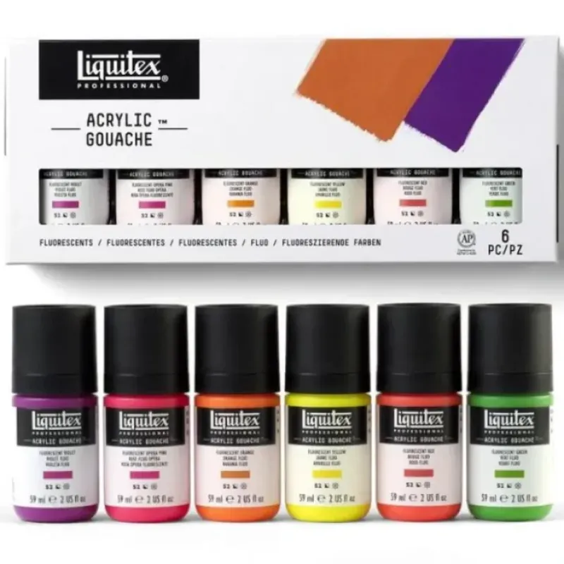 Hot^Liquitex Professional Acrylic Gouache Fluorescent Set 6 x 59ml - Little Painter Art | Exploring the Endless Possibilities of Art