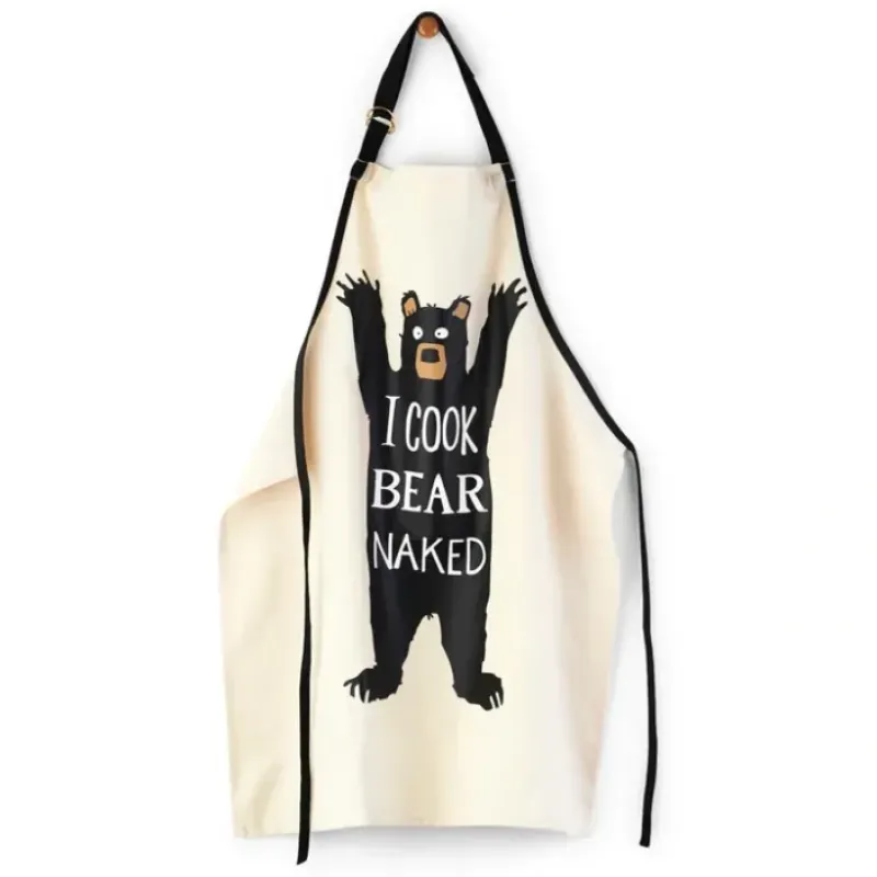 Canvas^Little Blue House Apron - I Cook Bear Naked - Little Painter Art | Exploring the Endless Possibilities of Art