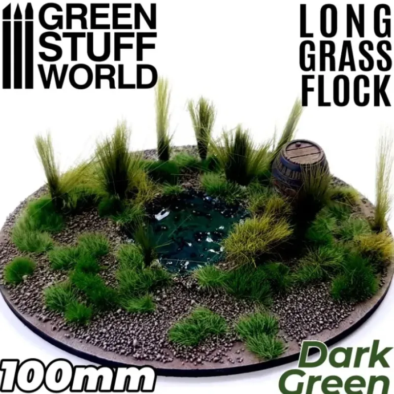 Shop All^Long Grass Flock 100mm - Dark Green - Little Painter Art | Exploring the Endless Possibilities of Art