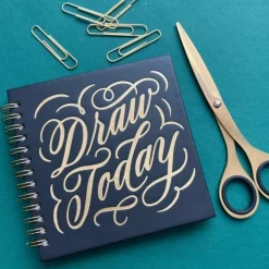 Hot^Love Lettering Mini Gold Coilbound Dot Grid Sketchbook - Little Painter Art | Exploring the Endless Possibilities of Art