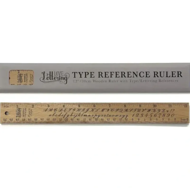Hot^Love Lettering Wooden Ruler with Typeface Reference, 12"/30cm - Little Painter Art | Exploring the Endless Possibilities of Art