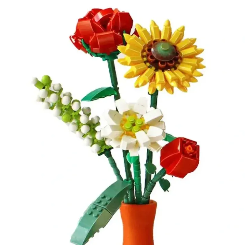 Hot^LOZ Mini Block Kit - Eternal Sunflower Rose Saffron Hypericum Flowers - Little Painter Art | Exploring the Endless Possibilities of Art