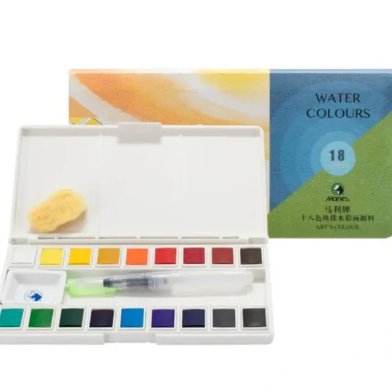Brush^Marie's 18 Colors Solid Watercolour Painting Set with Water Brush - Little Painter Art | Exploring the Endless Possibilities of Art