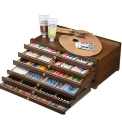 Brush^MEEDEN Artists' Supplies Storage Box - Six Drawers - Walnut Finish - Little Painter Art | Exploring the Endless Possibilities of Art